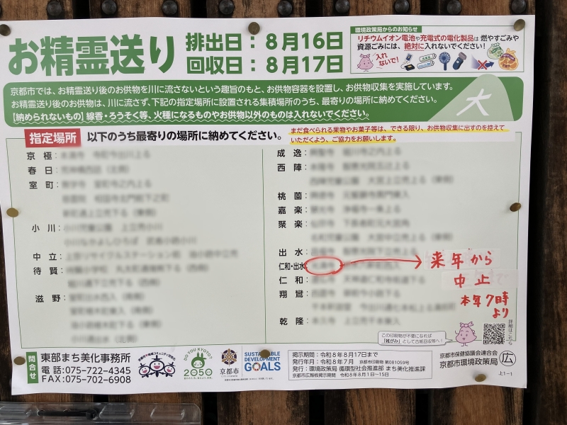 20260816おしょらい送りお供物回収所(上京区) 